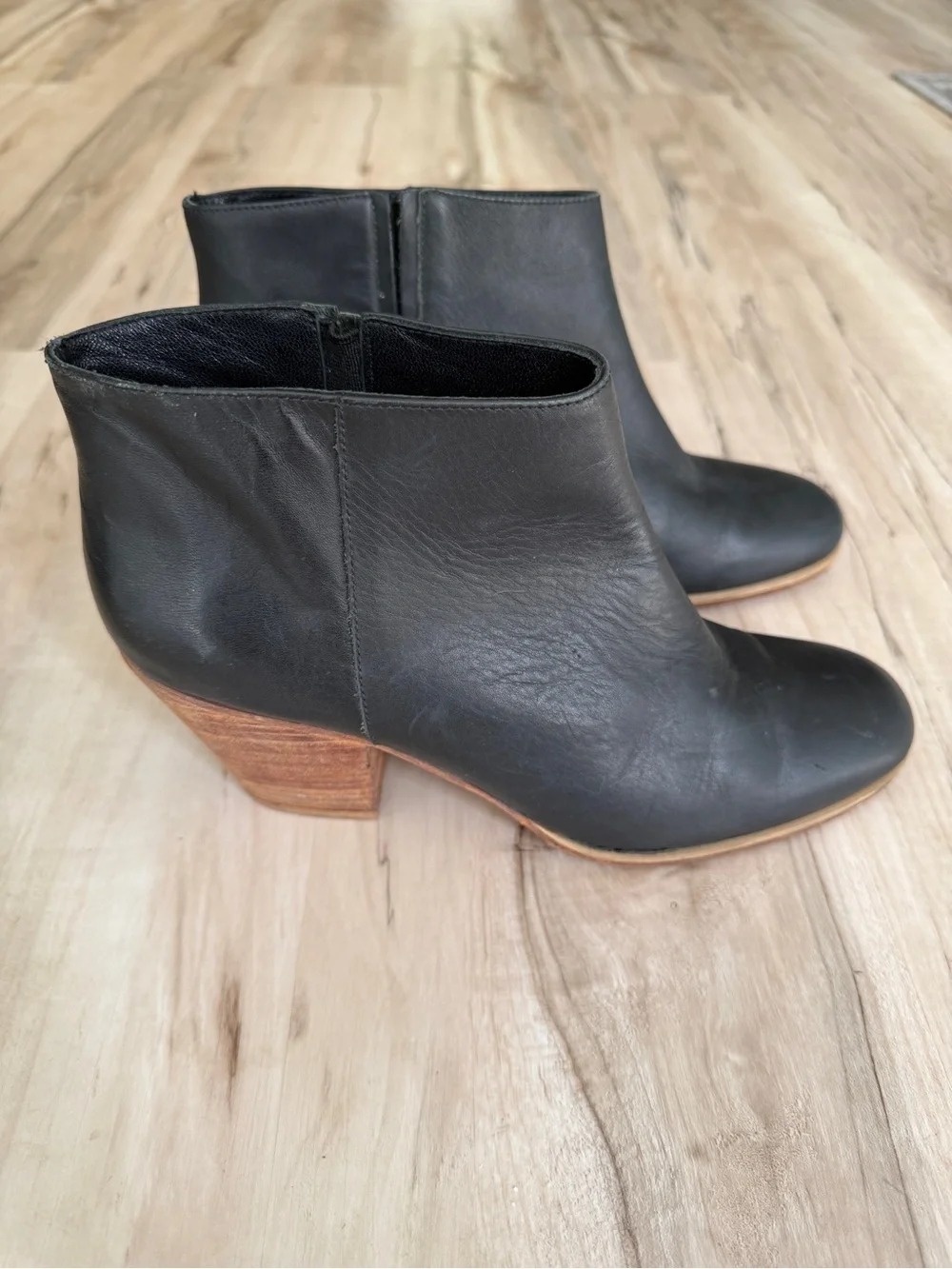 Rachel Comey Mars Ankle Booties- Black leather with Stacked Wood Heel - 9 - GUC - Picture 4 of 11